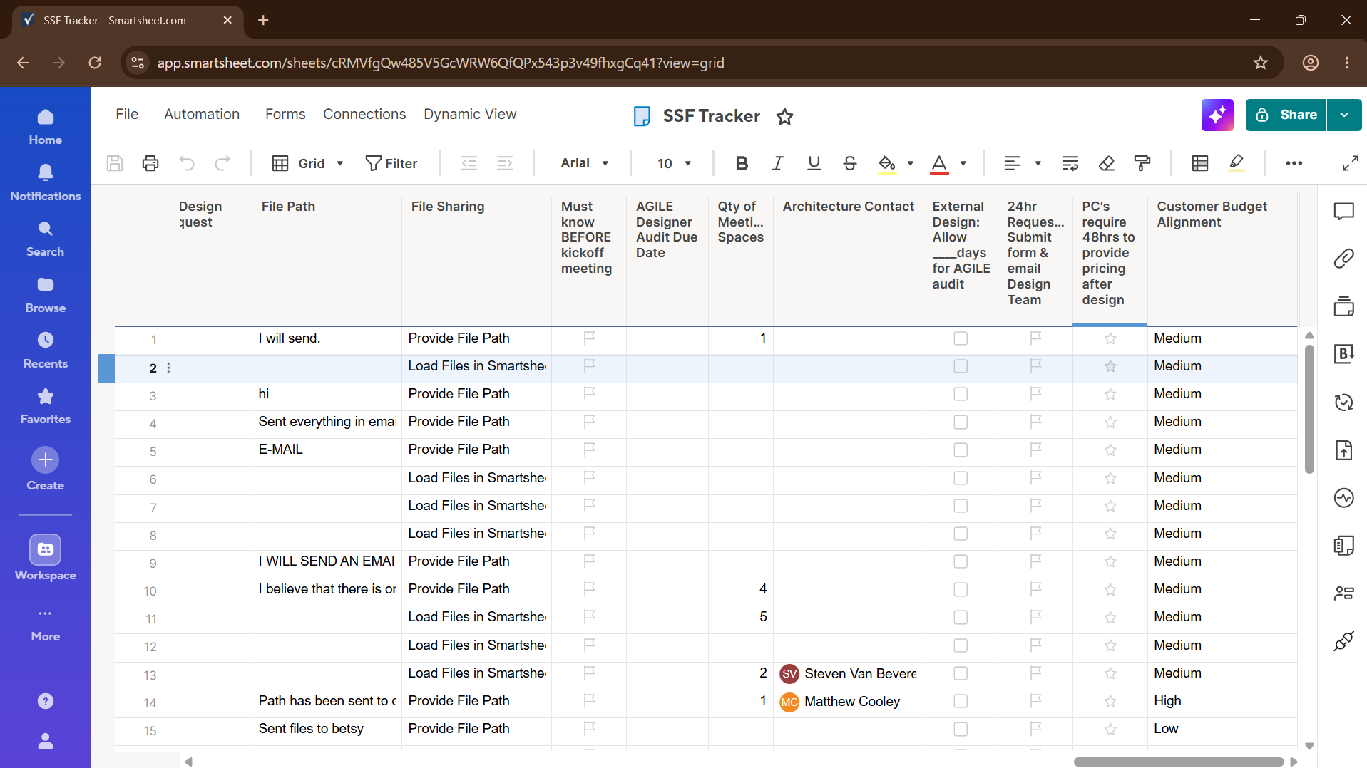 Smartsheet automation screenshot 1